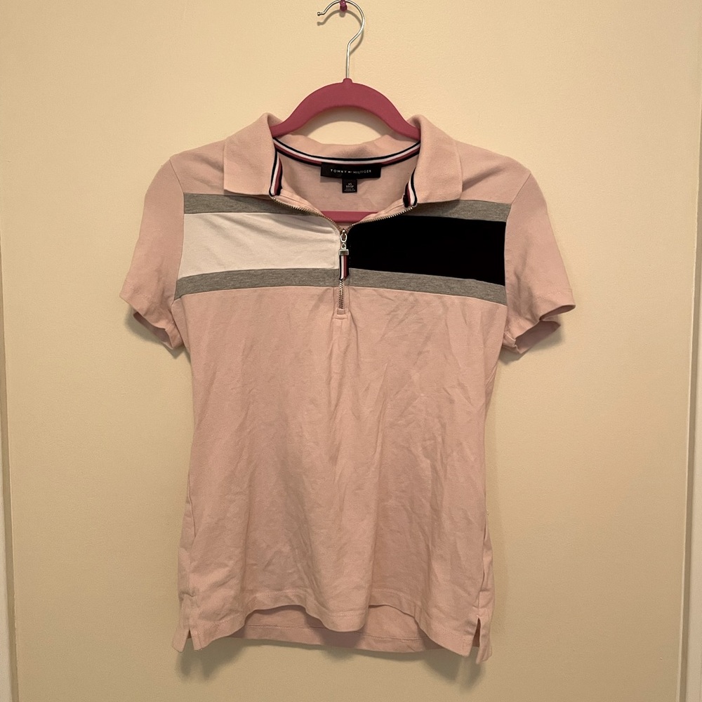 Tommy Hilfiger Pink Zipper Polo